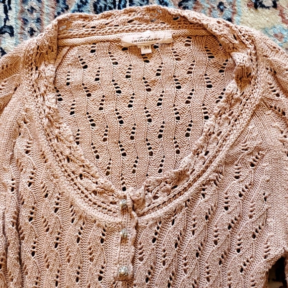 INTUITIONS blush pink lace knit sweater size M - Picture 5 of 5